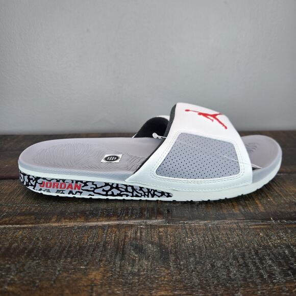 NEW Nike Air Jordan Hydro III Retro Slides Mens Size 8 White/Cement 854556-101 - Picture 5 of 12